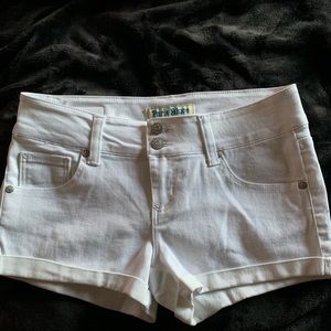 White Paris Blues stretchy jean shorts